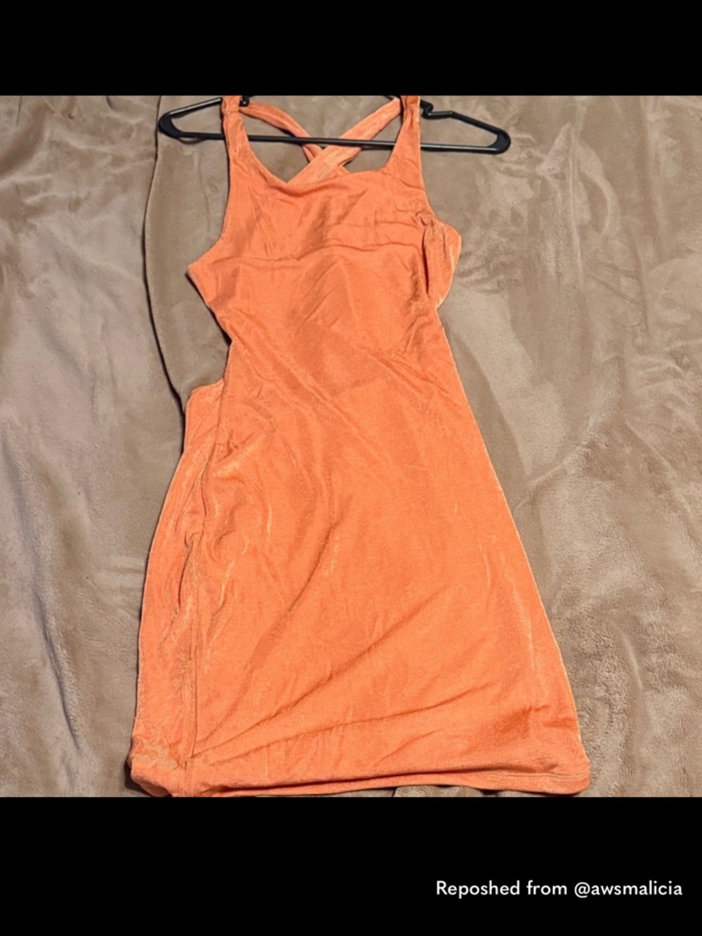 Women's Orange Mini Dress with Crossback Straps - Picture 4 of 4